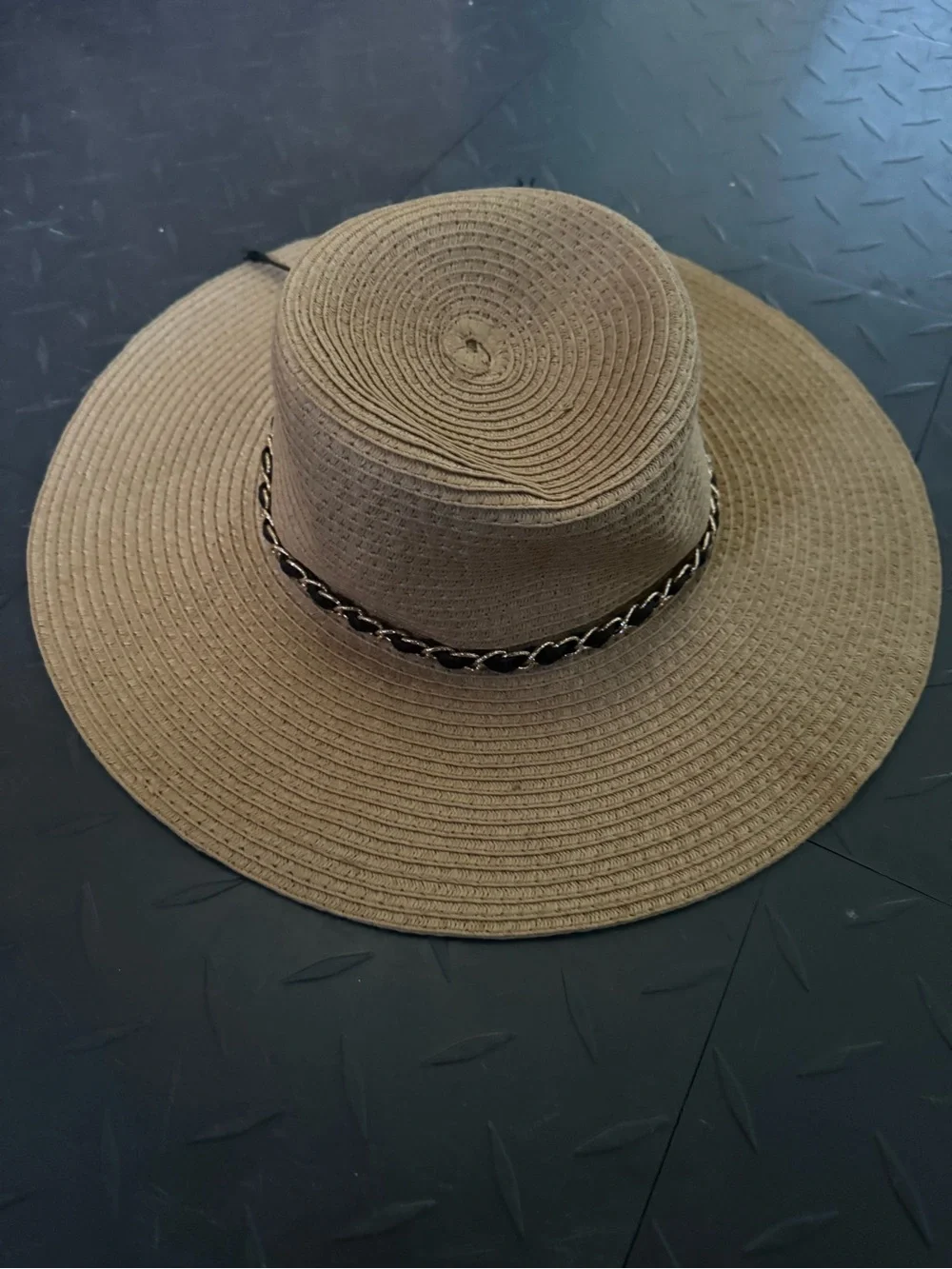 ✨☀️Furtalk Women’s Classic Black Gold Accent Woven Wide Brim Beach Hat